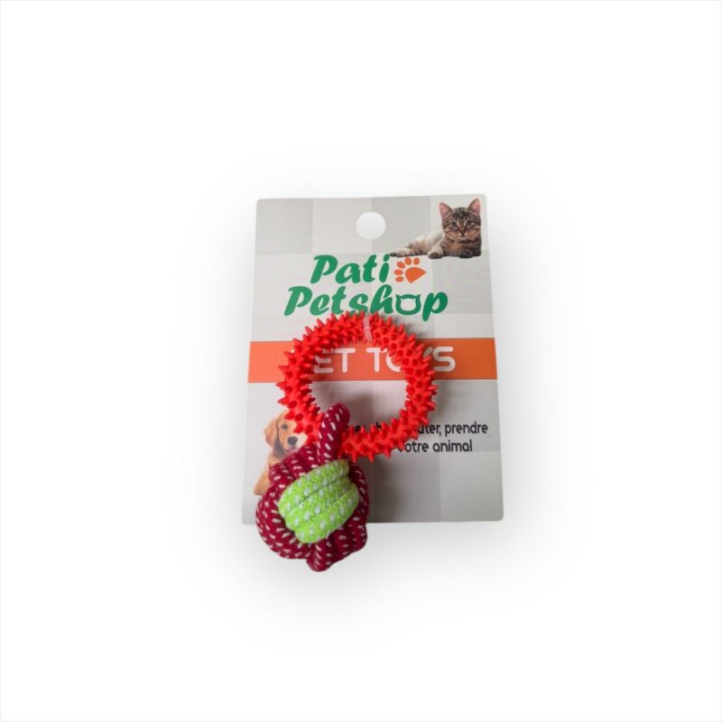 🔴 Ring’Fun Rouge – Jouet Anneau Texturé & Nœud de Corde